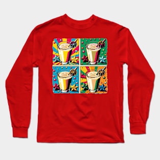 Eggnog Elegance: A Pop Art Celebration - Festive Beverage Long Sleeve T-Shirt